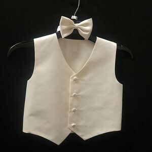 BOY'S IVORY VEST AND BOW TIE SIZE 8